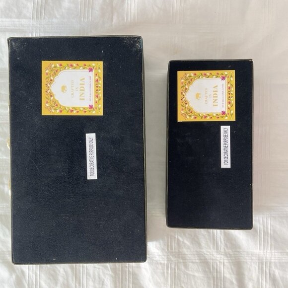 S/2 Vegan Crocodile Decorative Boxes GREEN GOLD EQUESTRIAN Jewelry Storage - Picture 15 of 16